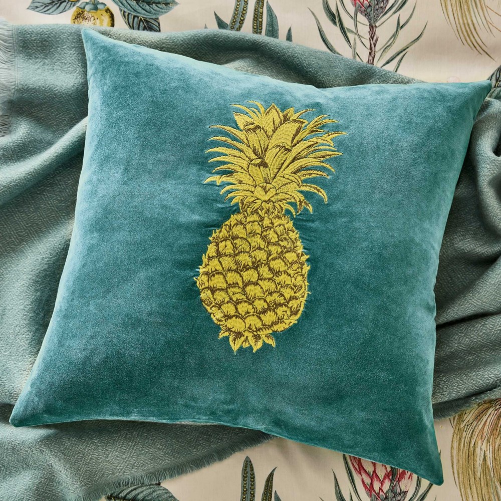 Paradesia Designer Pineapple Cushion By Sanderson In Pale Blue Buy